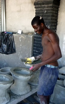 Haiti UDDT dry toilet bowl training